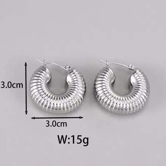 Twist Elegant Silver Hoop Earrings - Picture 5 of 7